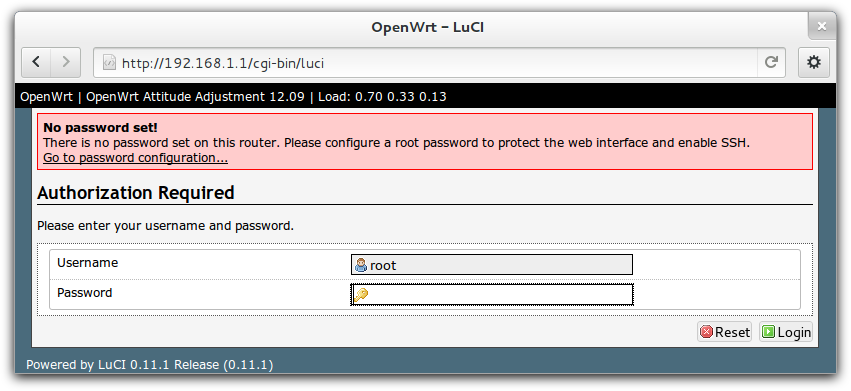 Interface d'administration d'OpenWRT Interface d'administration d'OpenWRT