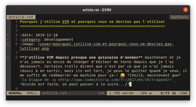 Capture d'écran de VIM