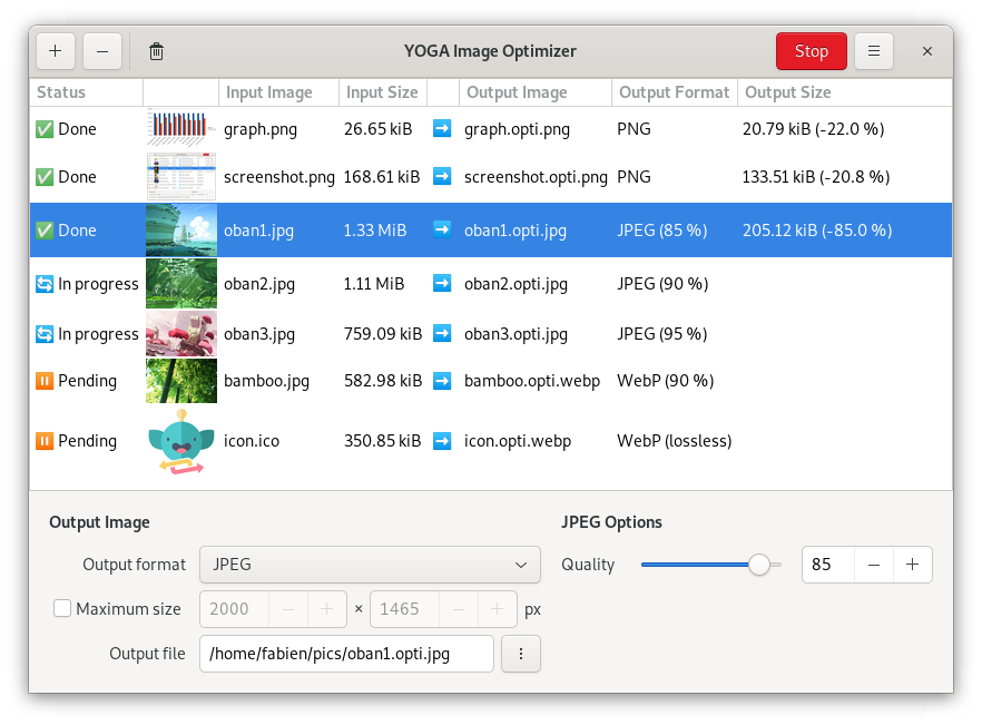 Capture d'écran de YOGA Image Optimizer v1.1