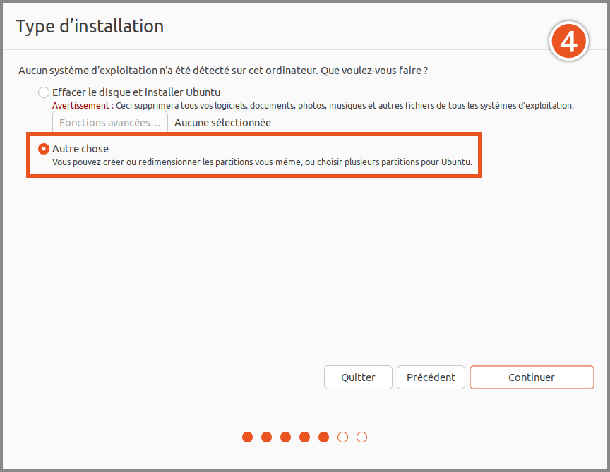 Installation d'Ubuntu : type d'installation