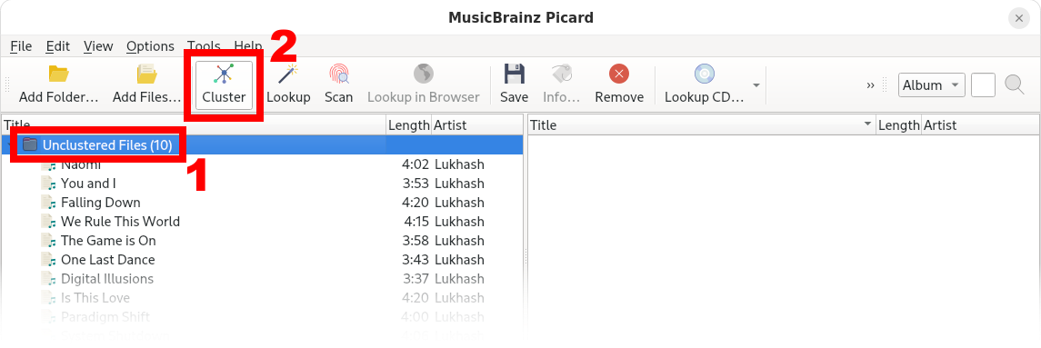 Regroupement des musiques dans MusicBrainz Picard