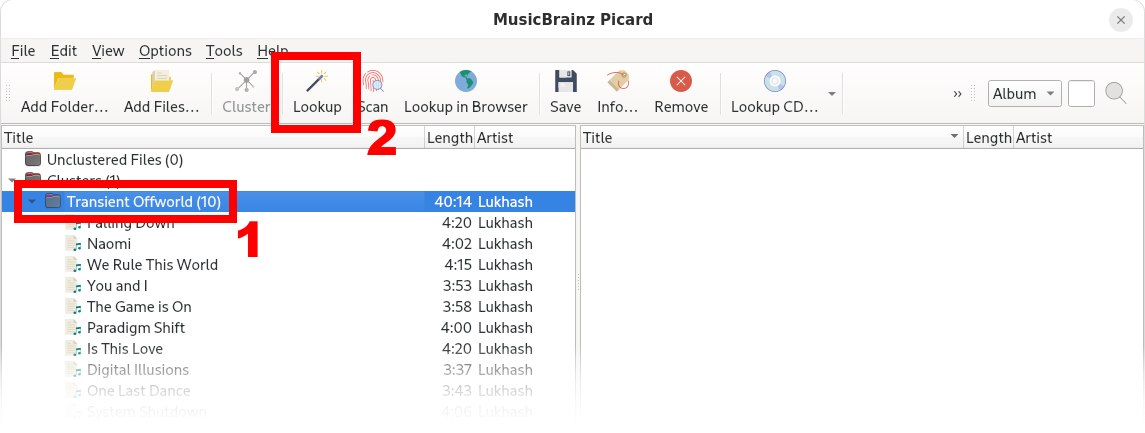 Recherche des albums dans la base de données MusicBrainz